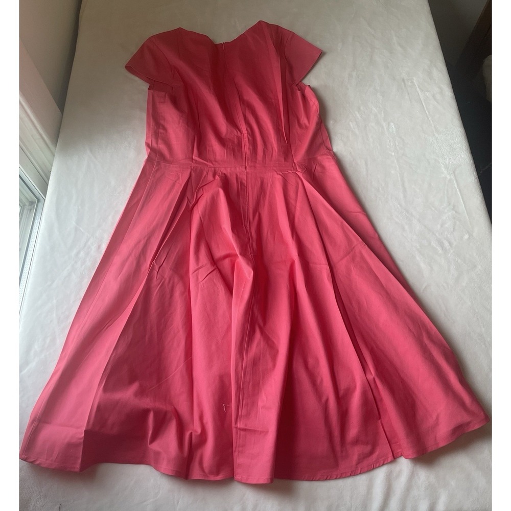 Bbonlinedress 2XL‎ Cotton Coral Pleated Back Zip Sweetheart Neck Women's Dress